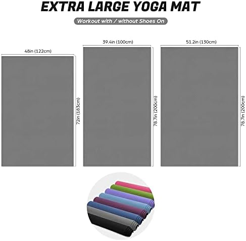Odoland Büyük Yoga Mat 72 x 48 (6'x4') x6mm için Pilates Germe Ev jimnastik salonu Egzersiz, gri, ve 4-in-1 AB tekerlek silindiri