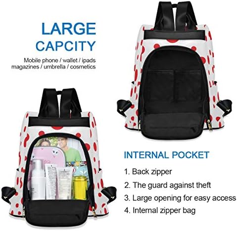 ALAZA küçük ve büyük kırmızı daireler noktalar beyaz açık sırt çantası okul çantaları kadın bayanlar için