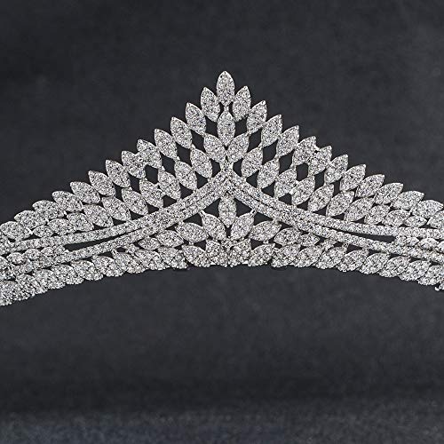 Kristaller Kübik Zirkonya CZ Prenses Düğün Gelin Tiara Taç Diadem Kadın Saç Aksesuarları CH10144