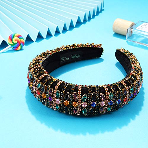 Kadınlar için Rhinestone Yastıklı Kafa Bandı Kristal Düğün Bandı Bildirimi Taş Bejeweled Hairband için Parti (Renkli2)