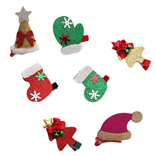 Lurrose Noel Saç Clips-18PCS Güzel Keçe Noel Ağacı Şapka Eldiven Çorap Saç Tokalarım Sevimli Karikatür Tokalar Timsah Klipler