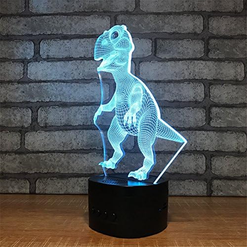Güzel Küçük Dinozor 3D ILLusion kablosuz bluetooth hoparlör Gece Lambası Çarpıcı Görsel Renk Değiştirme Optik Masa Masa Lambası