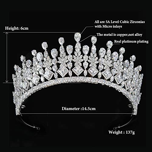 Jorsnovs Gümüş Zirkon Düğün Gelin Tiaras ve Taçlar Kübik Zirkonya Prenses Kraliçe Saç Takı CZ Pageant Headpieces doğum günü hediyesi