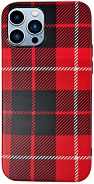 Kırmızı Ekose iPhone için kılıf 13 6.1 inç, noel Tartan İskoç Ekose Lüks Sevimli İnce Kadın Dayanıklı Darbeye Dayanıklı Koruyucu