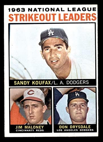 1964 Topps 5 NL Strikeout Liderleri Sandy Koufax / Jim Maloney / Don Drysdale Dodgers / Kırmızılar (Beyzbol Kartı) Dekanın