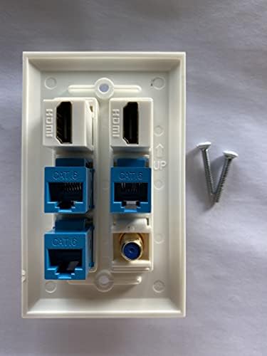 IBL - 6 Port Duvar Plakası 3 Port Cat6+ 2 Port HDMI +1 Port Altın Kaplama F Tipi koaksiyel Kablo TV Keystone Dişi Dişi Jack Beyaz