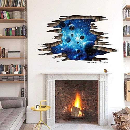 pulabo Duvar Çıkartmaları Koyu Mavi Galaxy Gezegen Basit Yatak Odası duvar çıkartmaları TV Arka Plan Süslemeleri PVC kendin yap