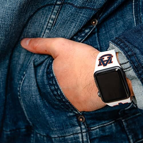 AFİNİTE BANTLARI Auburn Tigers Silikon Spor saat kayışı Apple Watch ile Uyumlu (38/40 / 41mm Turuncu)