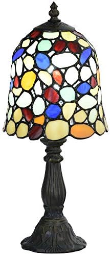Bıeye L10729 Tiffany Tarzı Arnavut Kaldırımı Şekli Vitray masa Lambası ile 6-inç Geniş Abajur, çok Renkli, 15 inç Boyunda