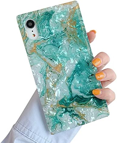 SUYACS Kare Kılıf iPhone XR ile Uyumlu İnci Kristal Glitter Ebru İnce Yumuşak TPU Silikon Koruyucu Tampon Dayanıklı Ultra-İnce