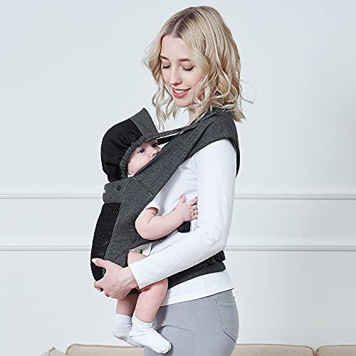 Yenidoğandan Yürümeye Başlayan Çocuğa (12-33 lbs) Bakan ve Bakan Ön ve Arka için Yoofoss Bebek Taşıyıcı Serin Hava Mesh Siyahı