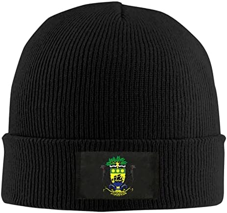 Lonafoy Arması Gabon Siyah Örme Şapka Unisex-Kış Sıcak Gerilebilir Kelepçeli Bere Şapka Erkekler Kadınlar için