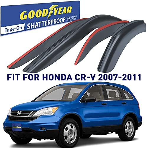 Goodyear Kırılmaz Yan Pencere Deflector Honda CR-V (CRV) 2007-2011 SUV, Bant-on Yağmur Muhafızları, Pencere Saçakları, Havalandırma