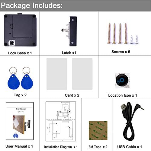 WOOCH Elektronik Dolap Kilidi, Ahşap Dolap Çekmece Soyunma Dolabı için USB Kablosu ile Gizli DIY RFID Kilidi