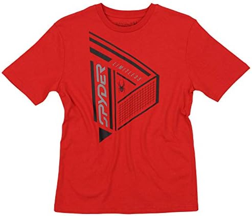 Spyder Youth Boys Atletik Kısa Kollu Grafik Pamuklu Tişört, Kırmızı / Art Deco, Orta 10-12