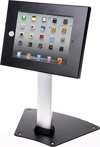 Masa Üstü için iPad Standı, iPad 2-4 ve Hava, Devirme, POS Sayaç Kiosk (Siyah Çelik ve Alüminyum)