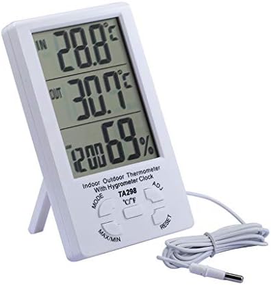 RENSLAT Dijital Termometre Yüksek Hassasiyetli Büyük ekranlı termometre Problu Dijital Büyük LCD Açık Kapalı Termometre aldult