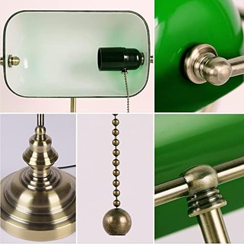 Newrays Yeşil Cam Bankacılar Masa Lambası ile Çekme Zinciri Anahtarı Fikstür Takın