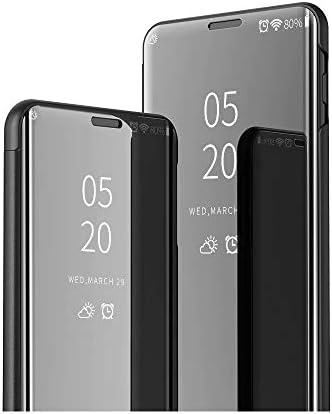 Şeffaf Tip Galvanik Ayna Yatay Flip Deri Kılıf ıçin Huawei Enjoy 9 S / P Akıllı+ 2019, Tutucu ile(Siyah). (Renk: Mor)