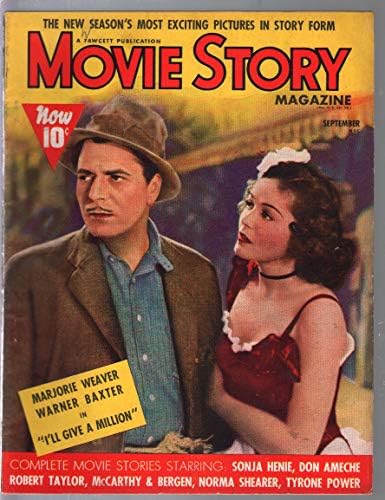 Film Hikayesi 9/1938-Fawcett-pix ile pulp tarzı film hikayeleri-Sonja Henie-Lucille Ball-VF-