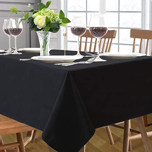 MOKOdecor Siyah Masa Örtüsü 60x84 İnç Dikdörtgen Polyester Kumaş Masa Örtüsü Düğün Ziyafet Parti Cadılar Bayramı Süslemeleri