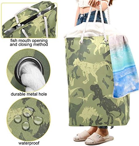 Blueangle Kamuflaj Dinozor çamaşır sepeti Katlanabilir Naylon Kumaş Çamaşır Sepeti Katlanabilir Giysi çamaşır torbası ile Genişletilmiş