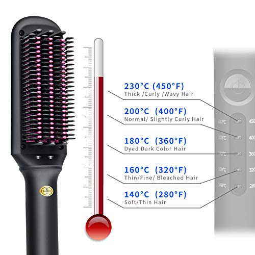 Saç düzleştirici fırça 5 sıcaklık ayarları iyonik doğrultma fırçası için Bukle-Ücretsiz ipeksi saç, Anti-haşlanma hızlı ısıtma