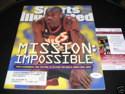 Gary Payton Jsa / coa 1996 Sports Illustrated İmzalı NBA Dergilerini İmzaladı