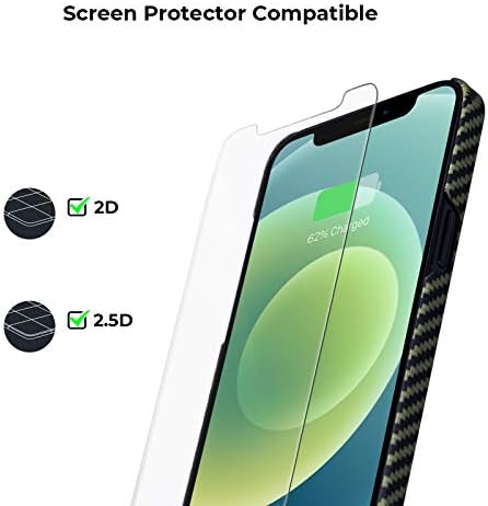 PITAKA Manyetik Telefon Kılıfı ıçin iPhone 12 Pro 6.1 Minimalist MagEZ Kılıf 100 % Aramid Elyaf Fit Kapak-Siyah / Sarı (Dimi)