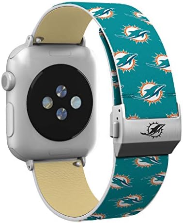 Miami Dolphins Tam Baskı saat kayışı ile Kazınmış Toka ile Uyumlu Apple Watch - 38/40mm Yinelenen