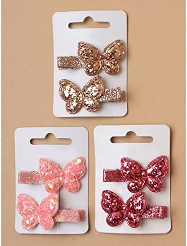 Rimi askı çeşitli Glitter pullu kelebek Motifi saç klipleri 6 adet kızlar düğün saç Pins