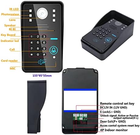 NEDEN-YUE Ev Video Kapı Göz 9 İnç Kablosuz WiFi RFID Şifre Görüntülü Kapı Telefonu İnterkom Giriş Sistemi ile Kablolu IR-CUT1080P