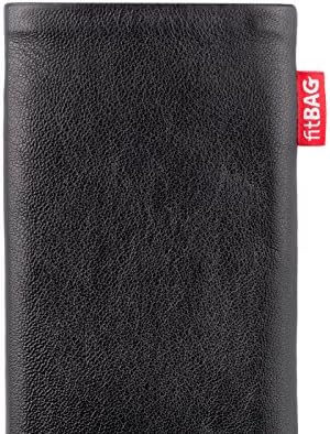 fitBAG Yendi Siyah Özel Tailored Kol Nokia 8.1 Artı / Almanya'da Yapılan / Ince Nappa Deri Kılıf Kapak için Mikrofiber Astar